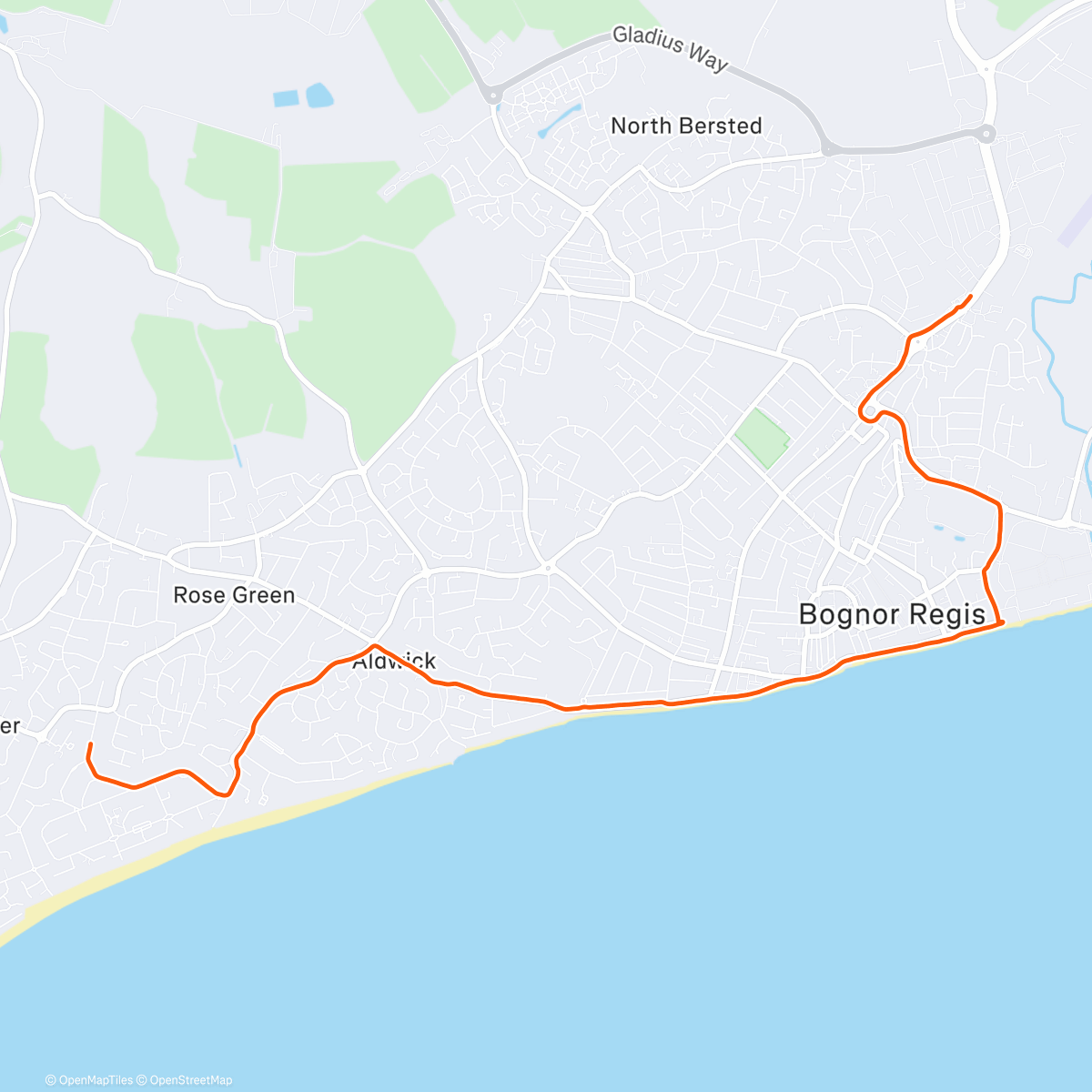 Map of the activity, 5.5 Mile Tempo run to the shops to get some dinner 🏃‍♀️😋