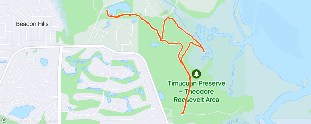 Map of the activity, After work jog in the woods