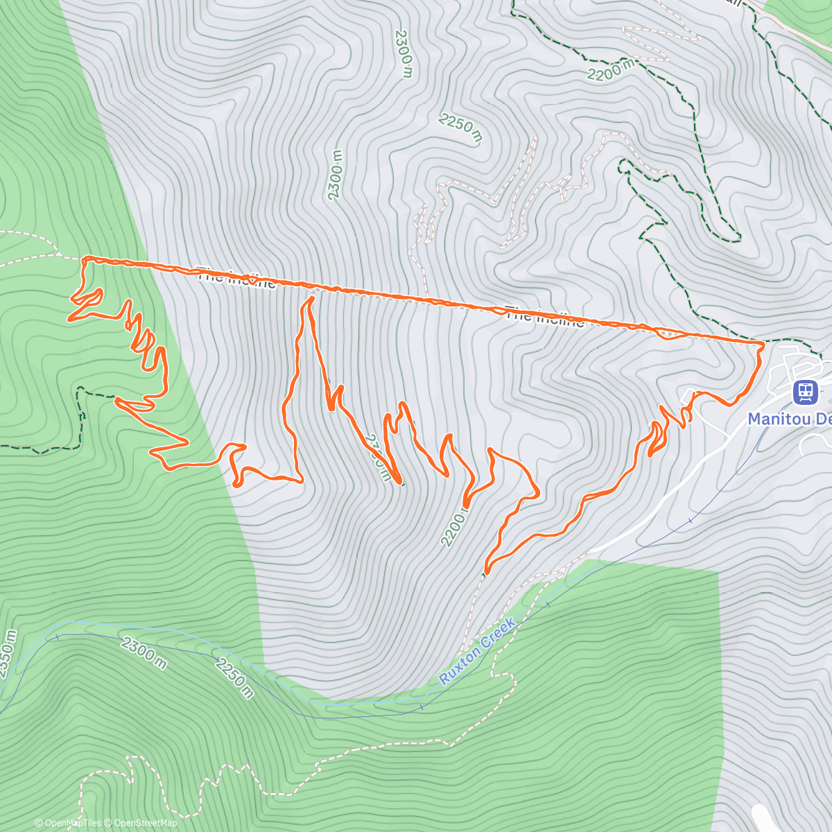 Map of the activity, Manitou incline Loop x2