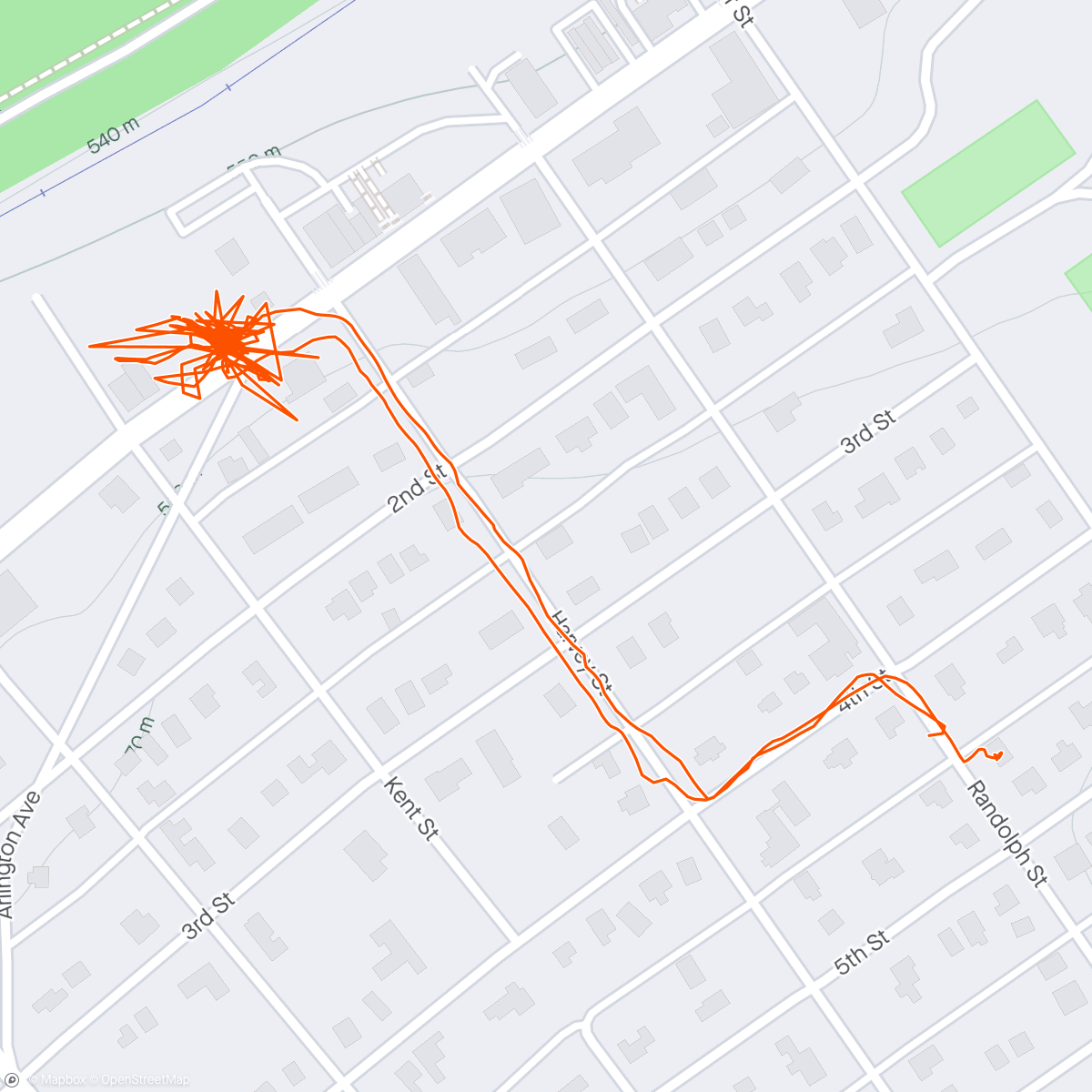 Map of the activity, To and from Brick House Pizza