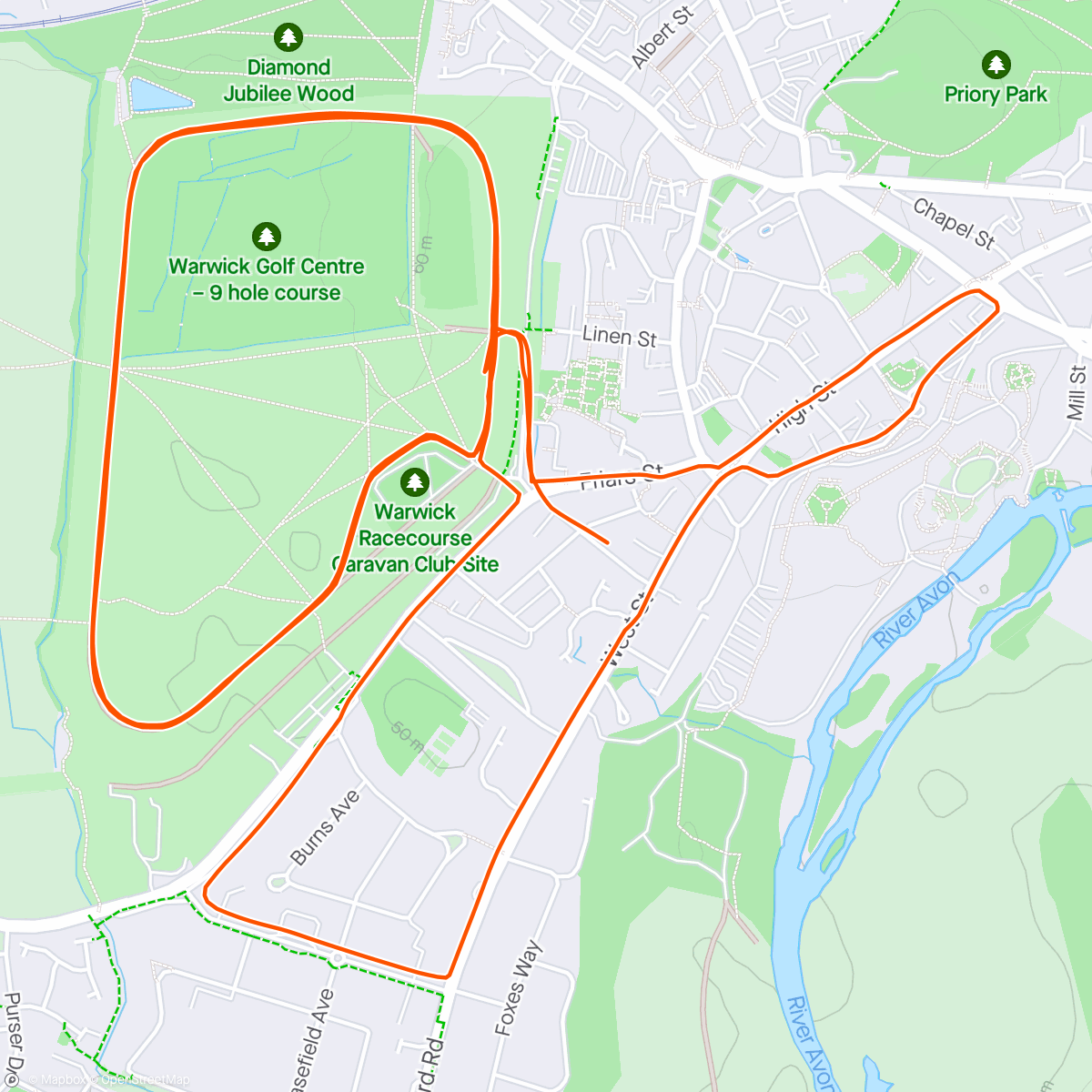 Map of the activity, Longish run with Abi (incorporating Parkrun)