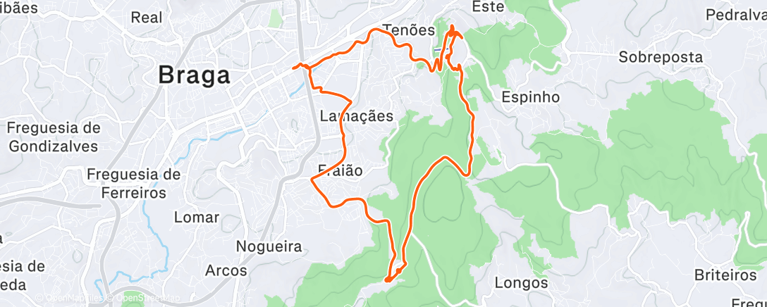 Map of the activity, Volta de bicicleta de montanha elétrica na hora de almoço