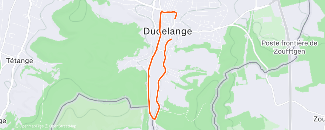 Map of the activity, Morning Run-1km warm-up + 4km progressive (last km 4:38) 💪 + 700m cool-down ✌️