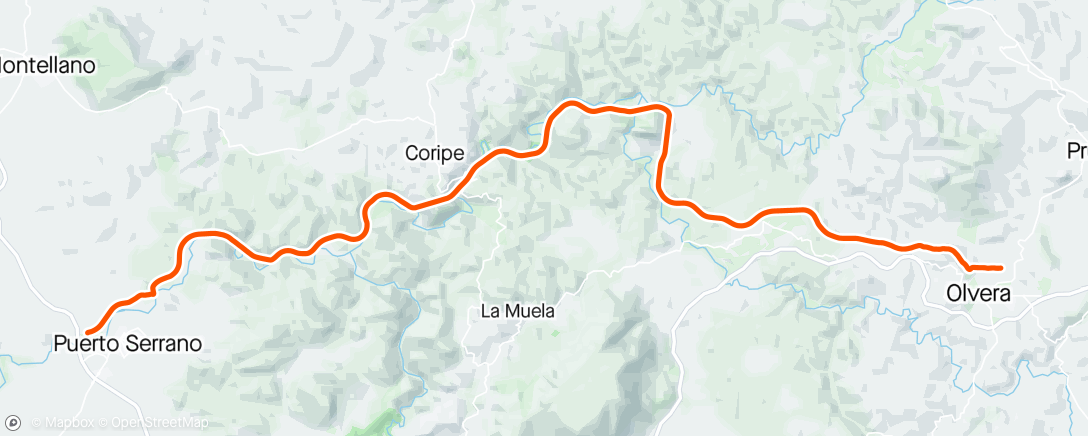 Mapa da atividade, Via verde  Olvera- Puerto Serrano