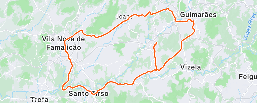 Map of the activity, Volta de bicicleta vespertina