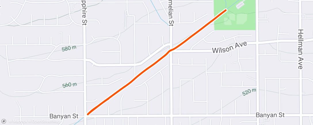 Map of the activity, Evening Run