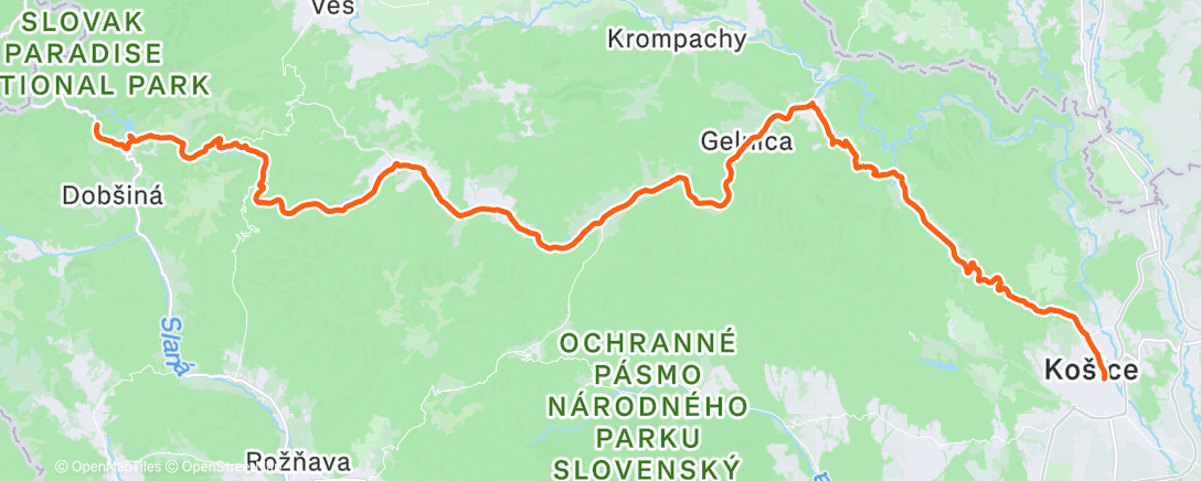 Map of the activity, Z LM do KE - Zo Stratenej do Košíc