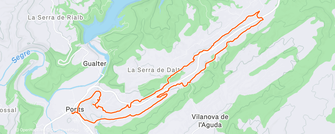 Map of the activity, Fartlek corriolero Ponts / Calvari - Torre Castell- Mas d'en Torres - Xurumina - Formiguera - Trialeres del Petons - Valldans