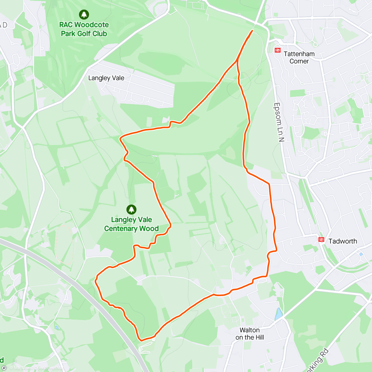 Map of the activity, Allsorts Run on the Downs