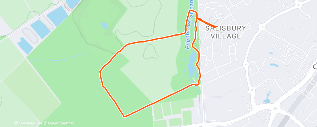 Map of the activity, Benny rides and I walk/run alongside him