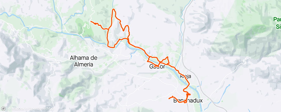 Map of the activity, recorrido de ida y vuelta Gádor