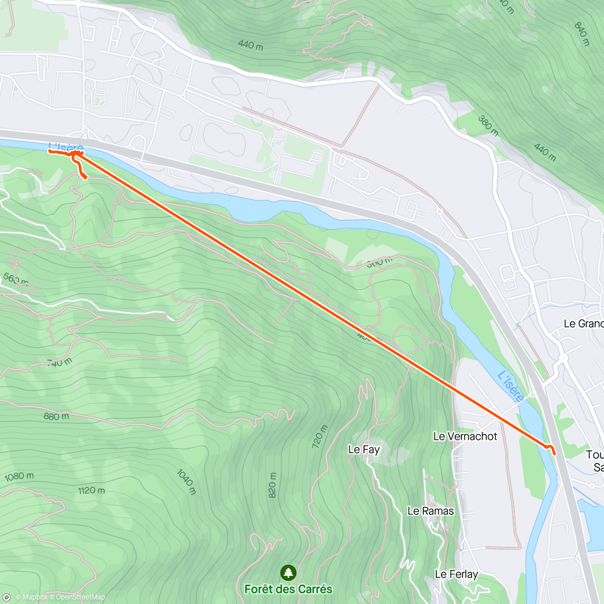 Map of the activity, Pêche dans l'Isère 👎fonte des neiges,  en vrac 🤗