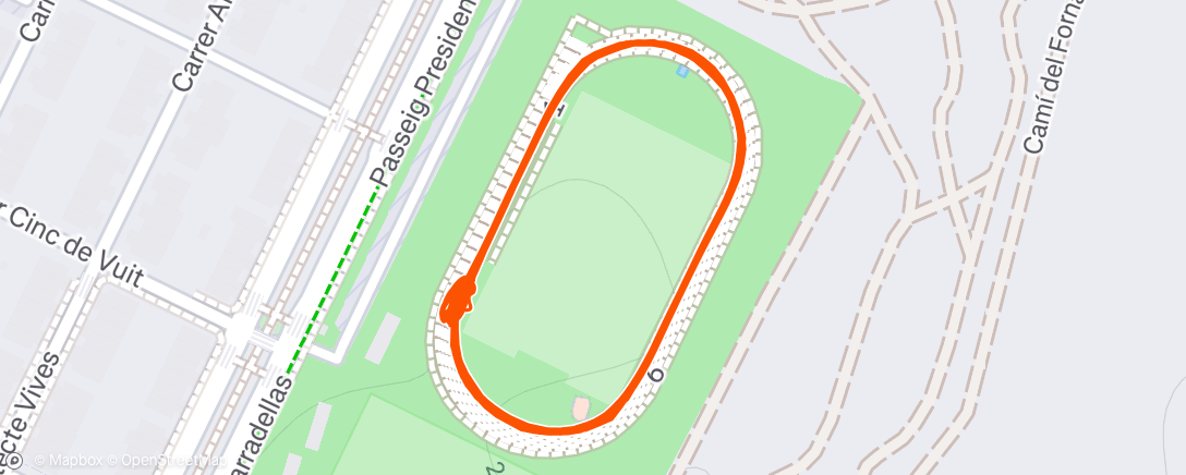 Map of the activity, 25x400m rec 40”
