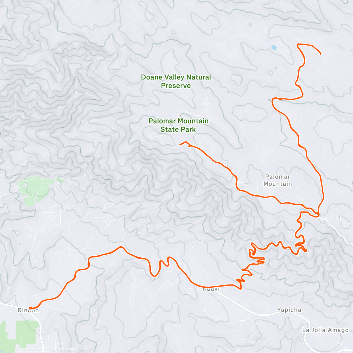 Map of the activity, Palomar Mountain plus