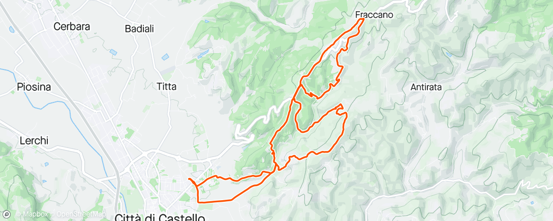 Mapa da atividade, Sessione di mountain biking pomeridiana