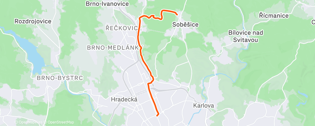 Map of the activity, Night Mountain Bike Ride