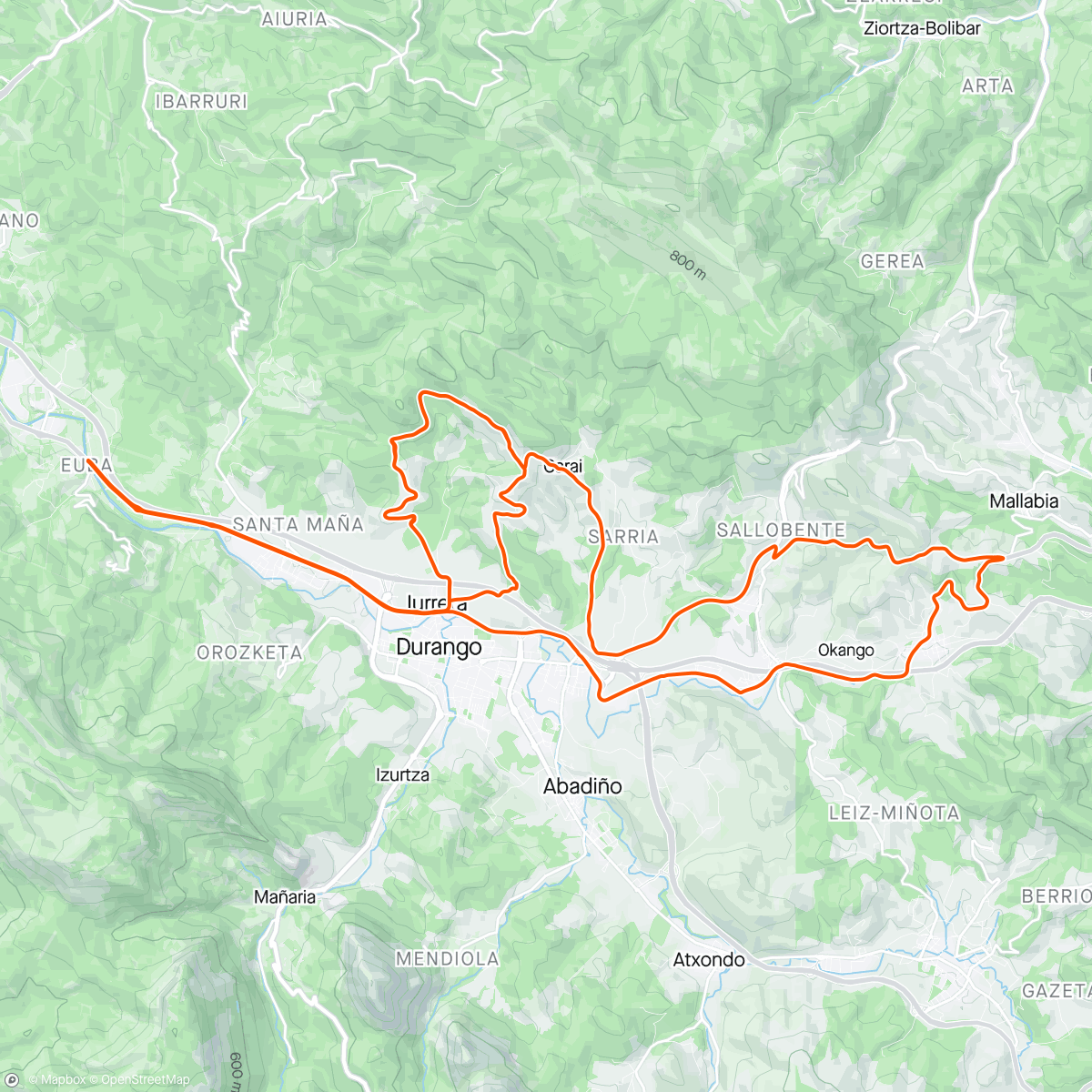 Map of the activity, Recon Durango- Durango