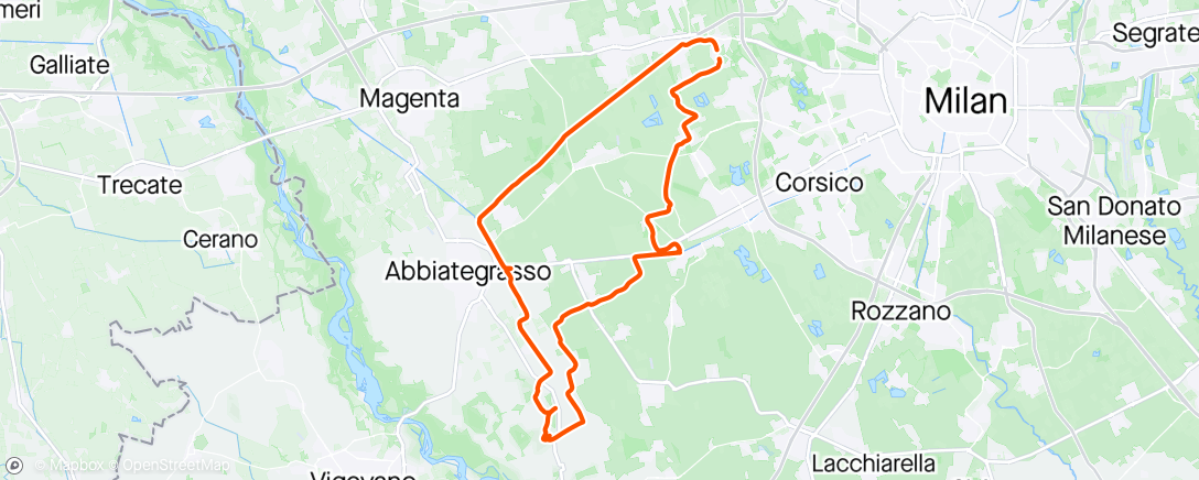 Mapa de la actividad, Sessione di gravel biking pomeridiana
