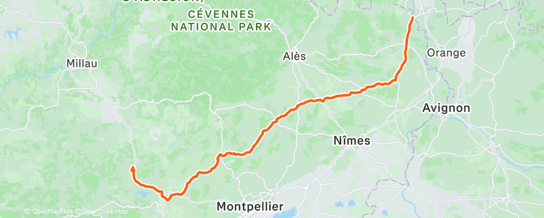 Карта физической активности (Sortie vélo le matin très dur avec le mistral de face)