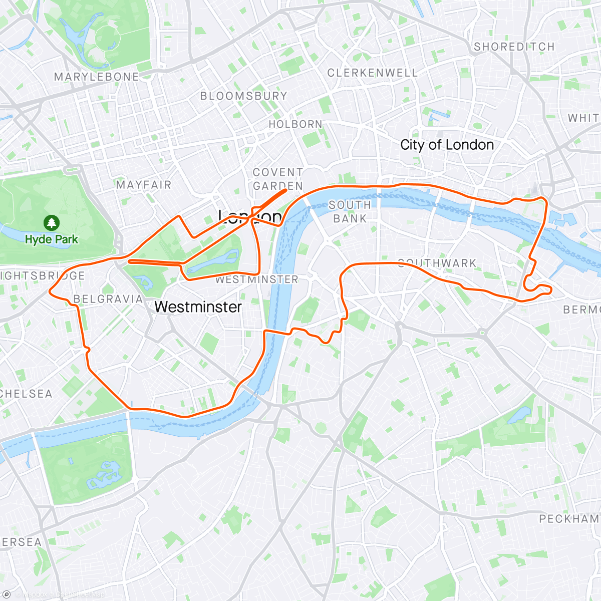 Карта физической активности (Zwift - Over, Under and Beyond in London)