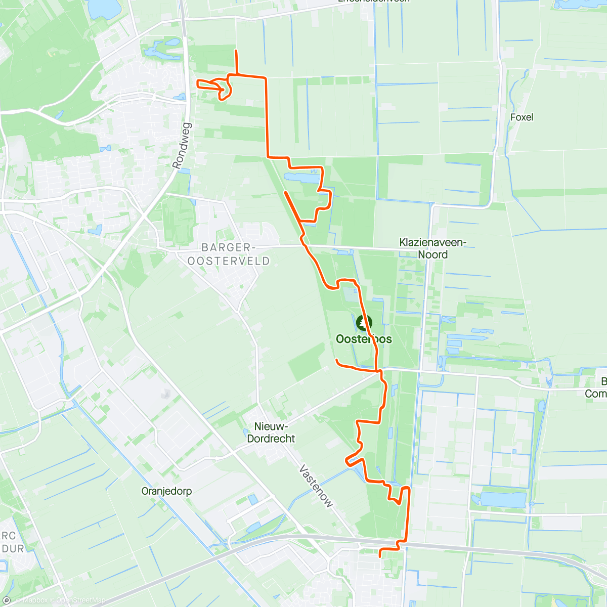 Mapa de la actividad (Avondrit op mountainbike.)