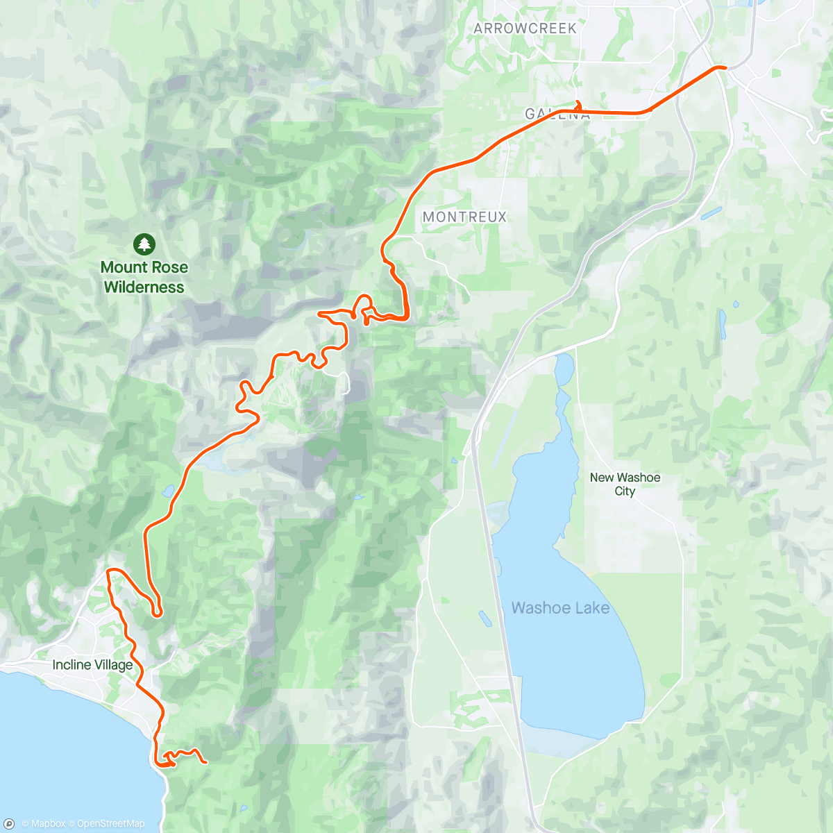 Map of the activity, Almost season for Tahoe trails