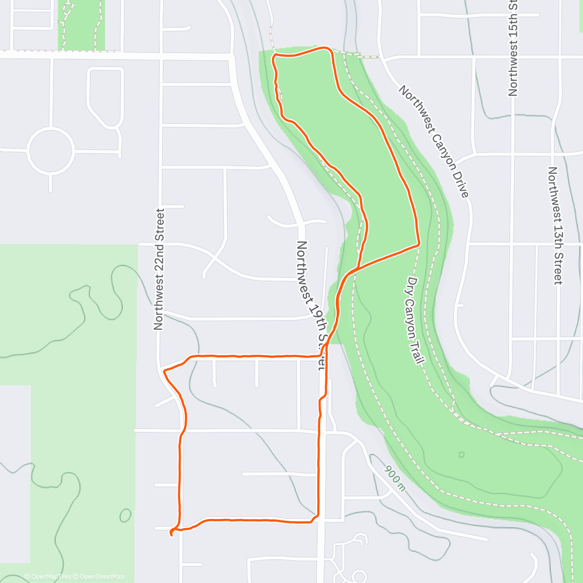 Map of the activity, Oregon: Redmond Dry River Canyon walk