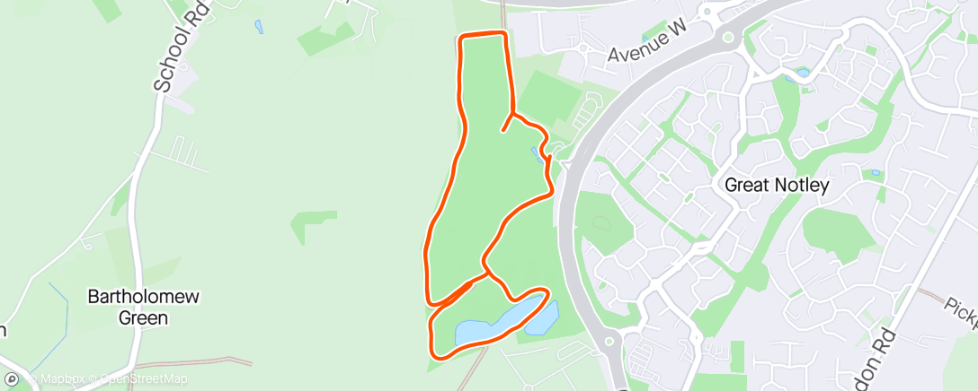 Map of the activity, Great Notley parkrun 21.51