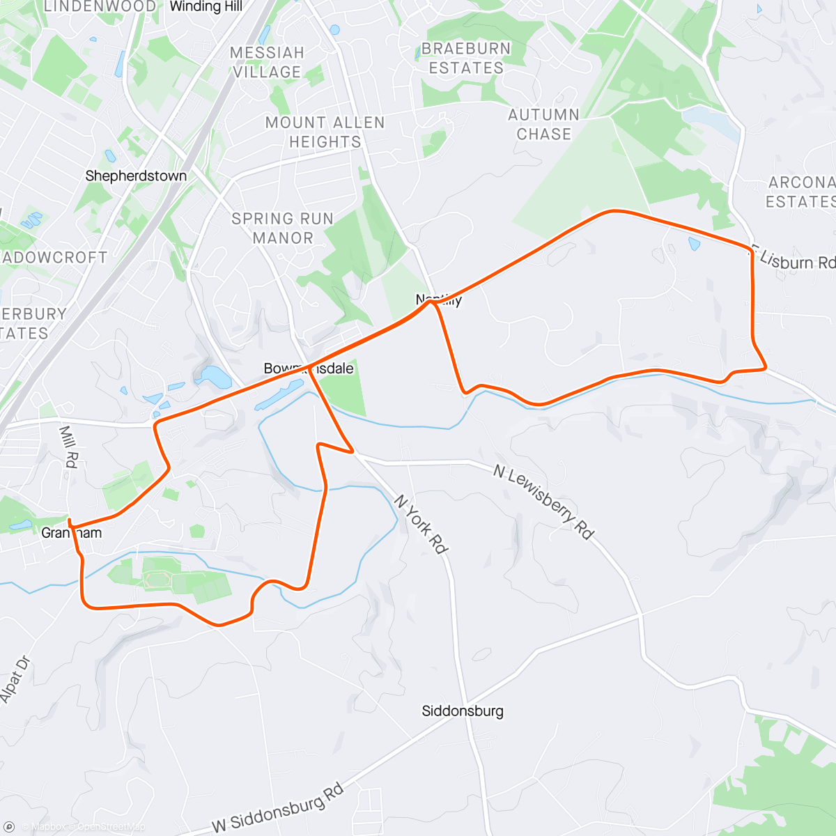 Map of the activity, Last ride in PA... Almost