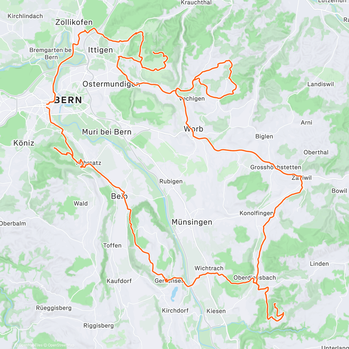 Map of the activity, Bicicleta a la hora del almuerzo