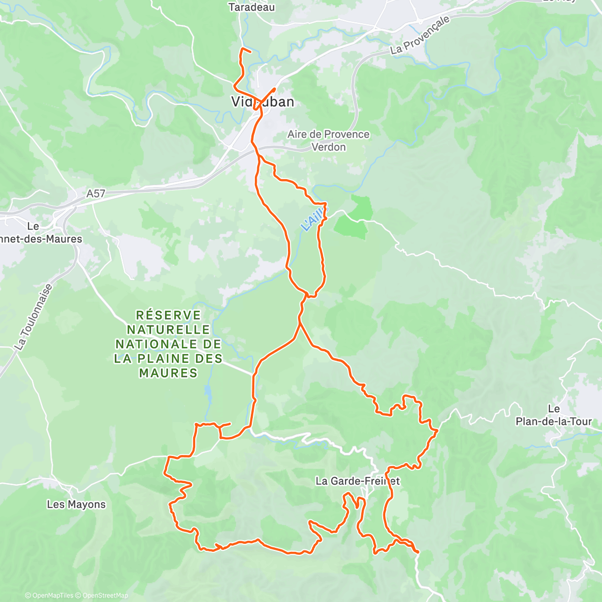 Map of the activity, Mountainbike-Fahrt am Morgen