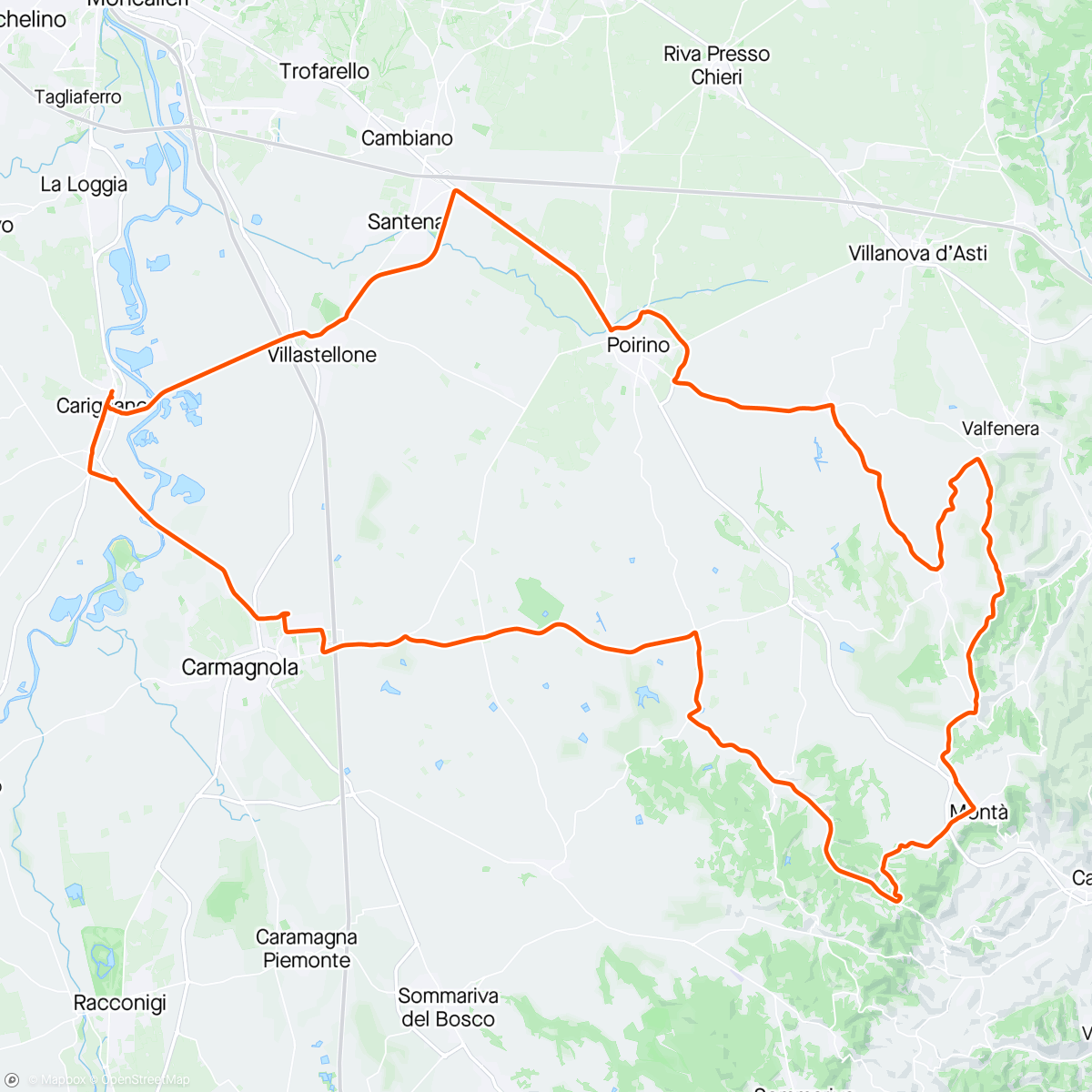 Map of the activity, Giro pomeridiano fino a Montà....