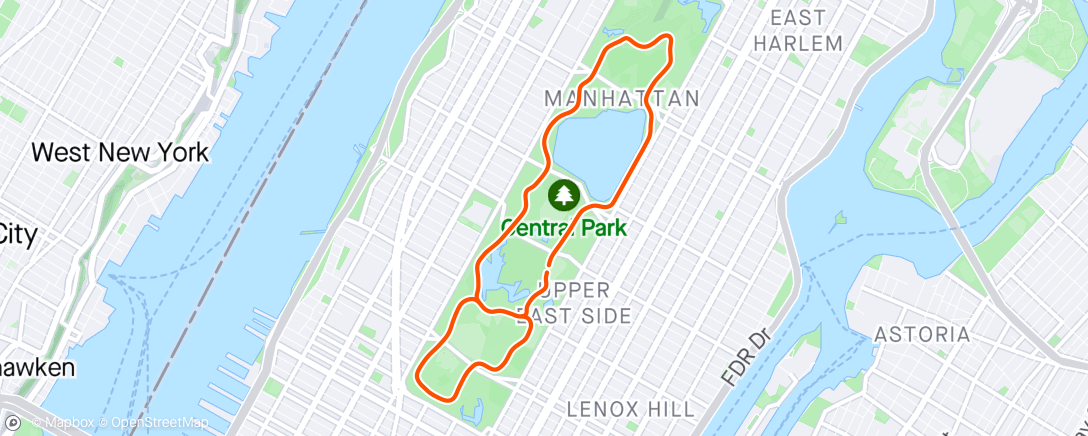 Map of the activity, Zwift - 3km easy, 5km tempo, 1.5km easy in New York