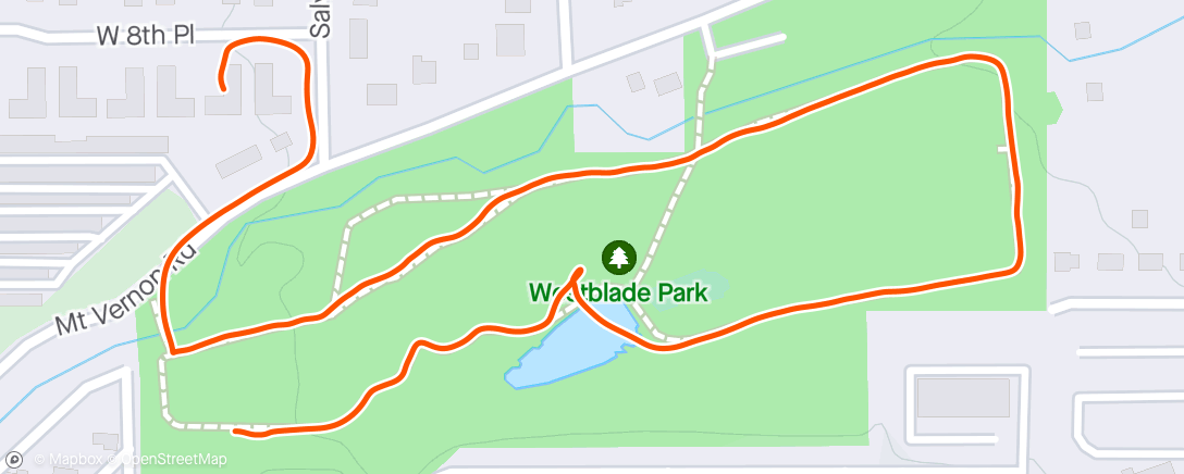 Map of the activity, 1 lap backwards