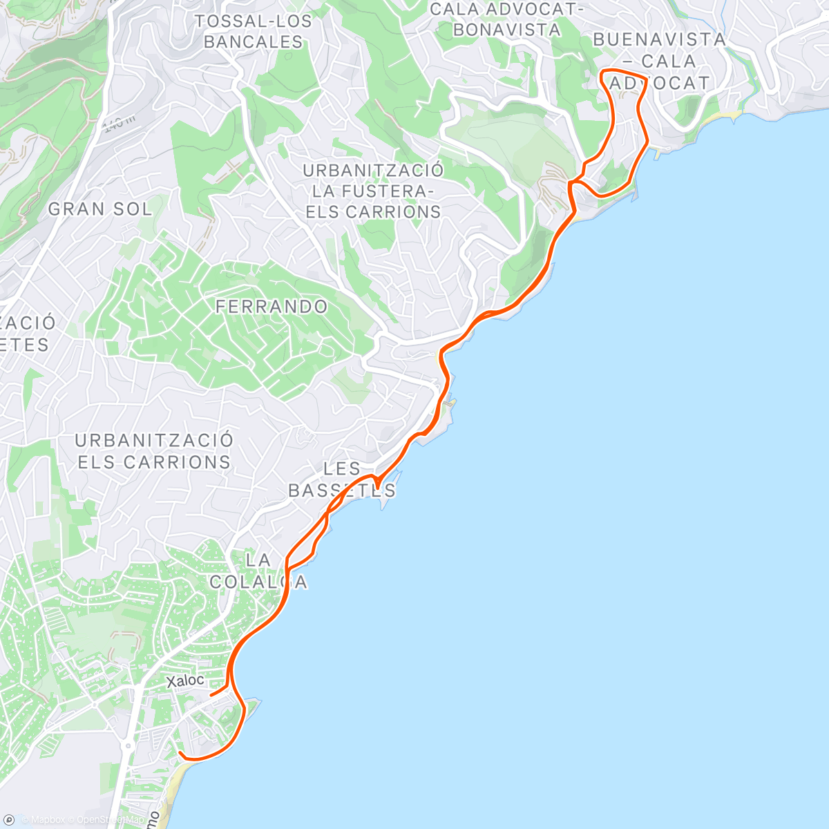 Map of the activity, Course à pied dans l'après-midi