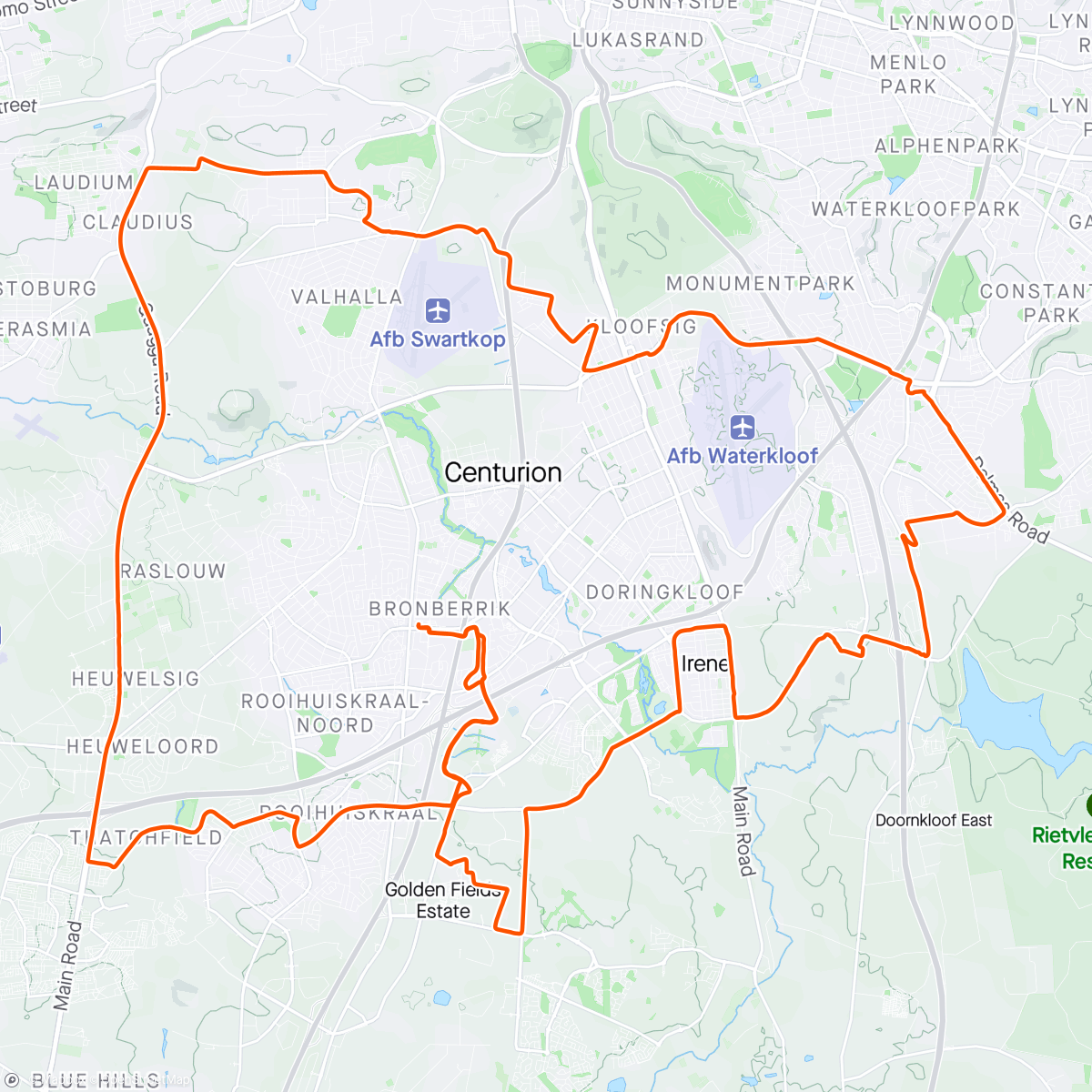 Map of the activity, Saturday club ride. Last ride before Sani