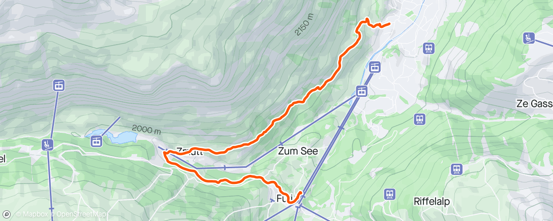 Map of the activity, Zermatt - Furi