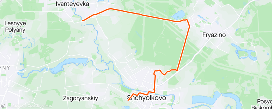 Map of the activity, ПоСредственный забег во Фрязино