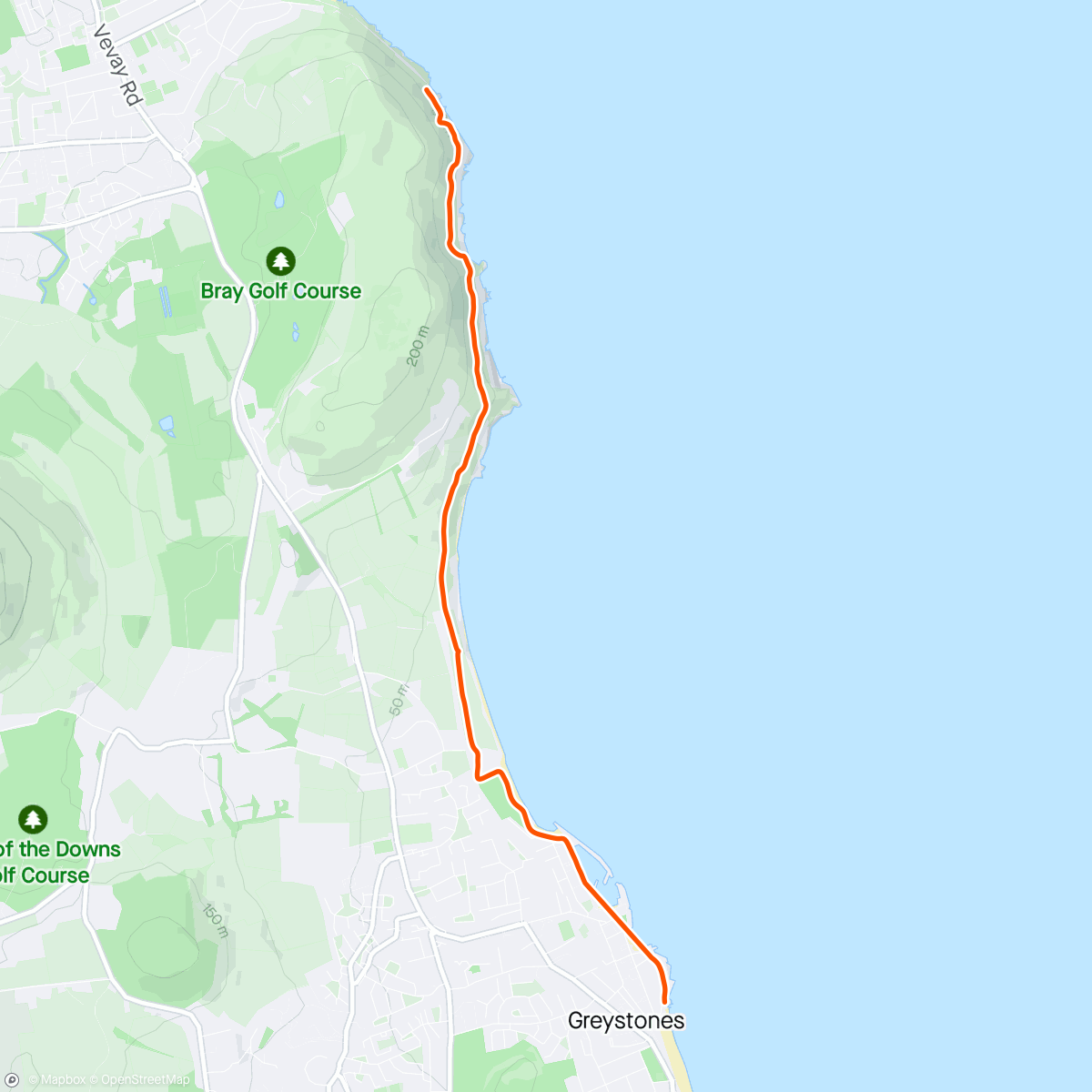 Map of the activity, Greystones Hiking