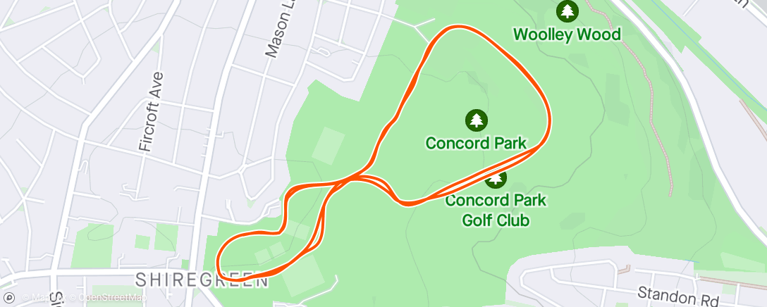 Map of the activity, Concord park run #108