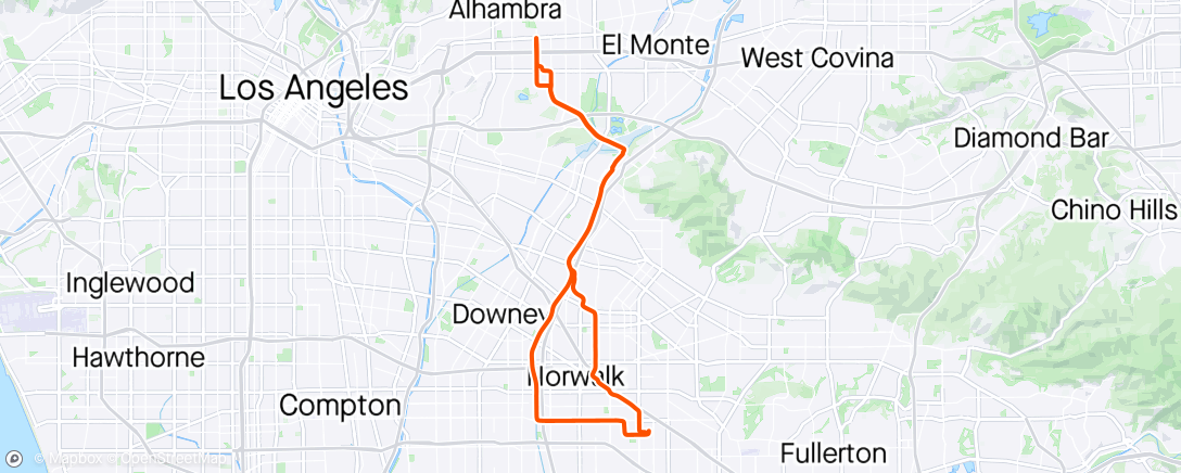 Map of the activity, Monday ride to Cerritos!