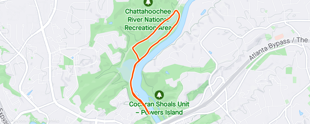 Map of the activity, Chattahoochee 5K
