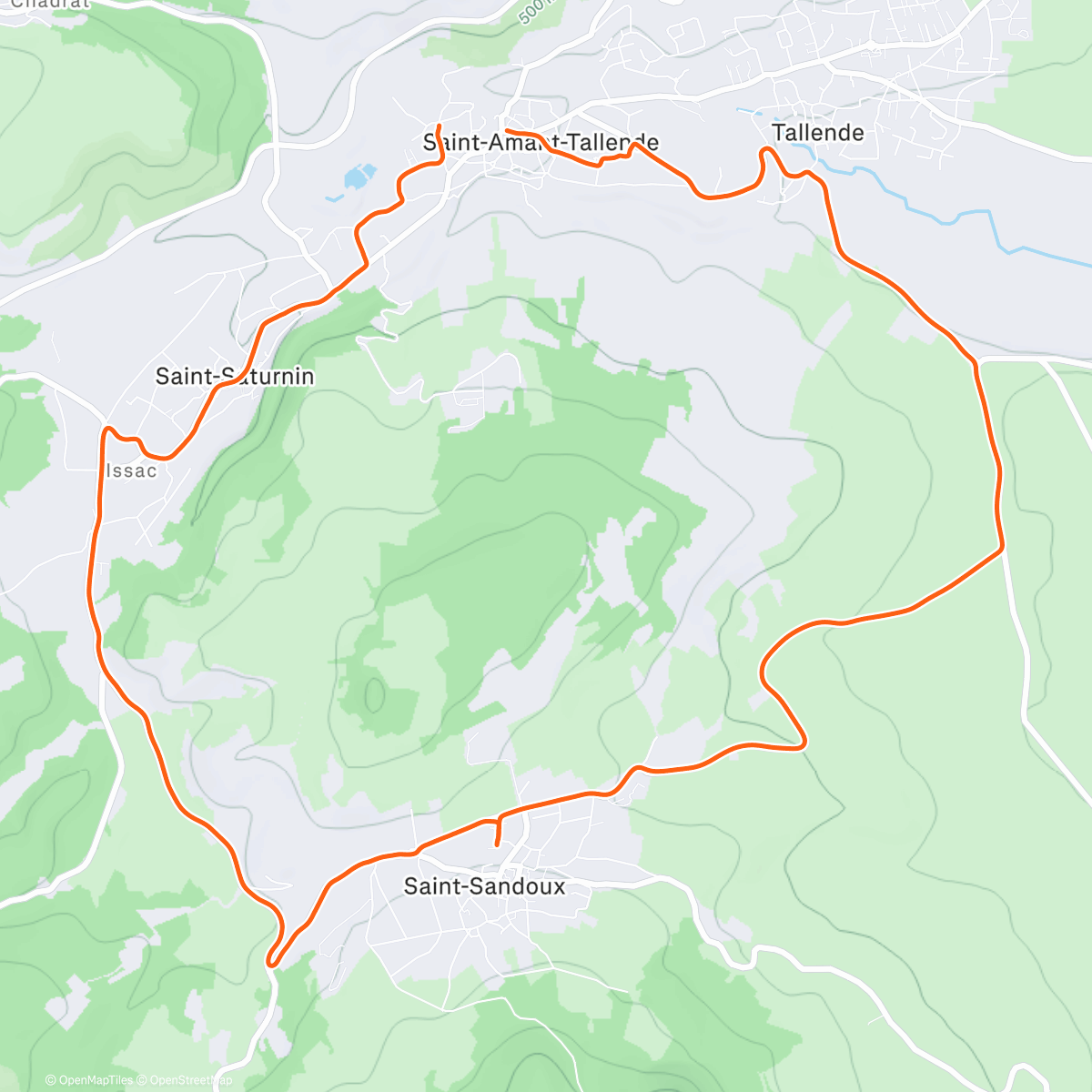 Map of the activity, Route + 1 peu de gravel pour éviter les travaux