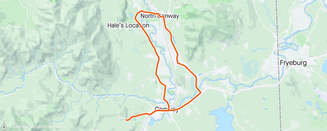 Map of the activity, Reverse Valley Ride