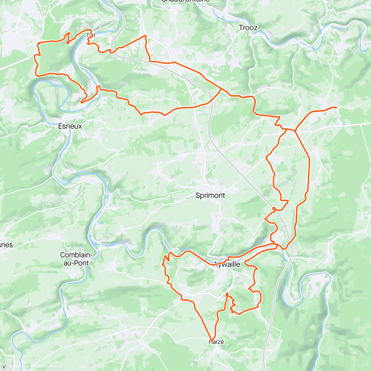 Map of the activity, Liege-Bastogne-Liege 79KM