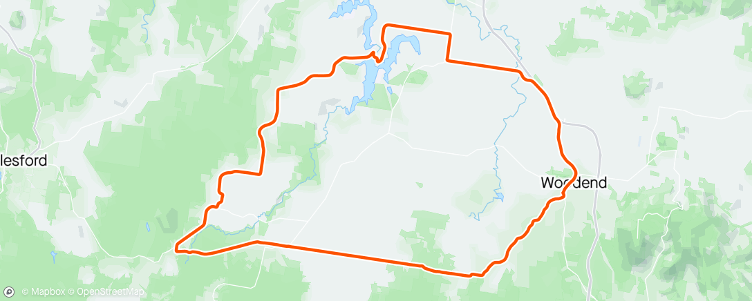 Map of the activity, Woodend circuit via Lyonville 🍺 and Kyneton