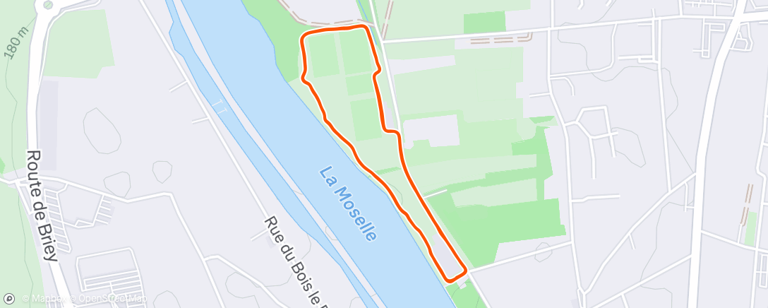 Map of the activity, Course à pied le midi