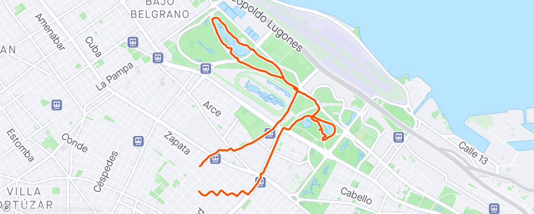 Map of the activity, Exploring Buenos Aires - Palermo to Rosedal