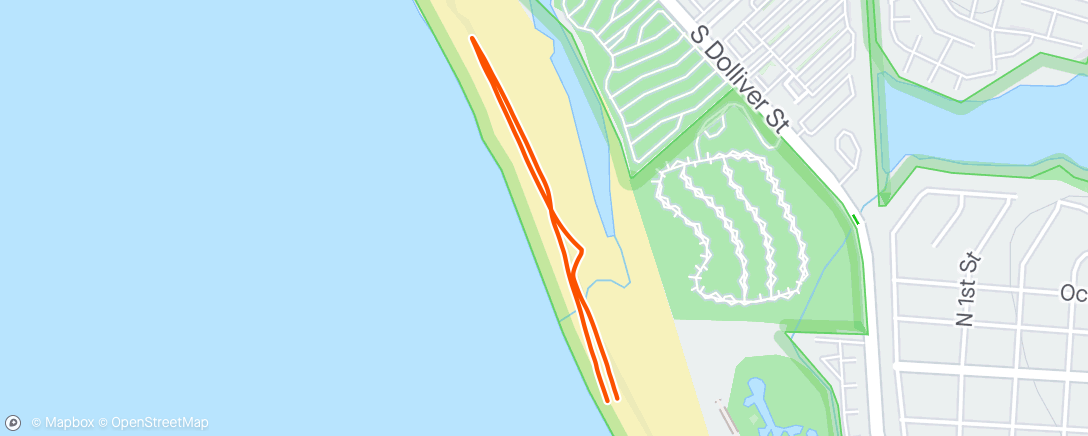 Map of the activity, Beach stroll with Kathy and dip for me