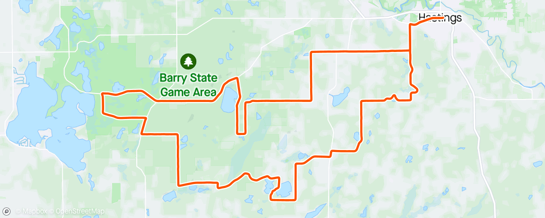 Map of the activity, Barry Roubaix 36 miler